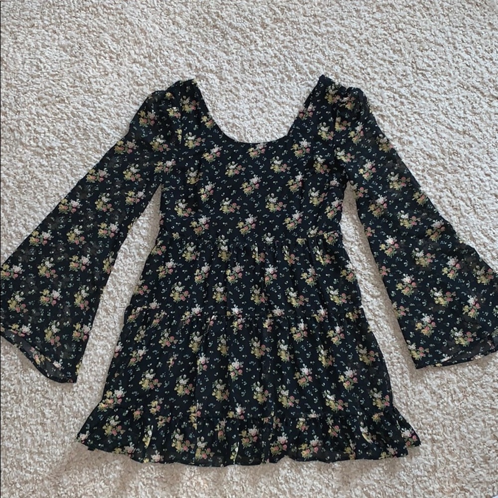 Black Floral Babydoll Dress